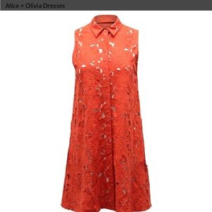 Alice + Olivia Helina A-Line Embroidered Sleeveless Dress